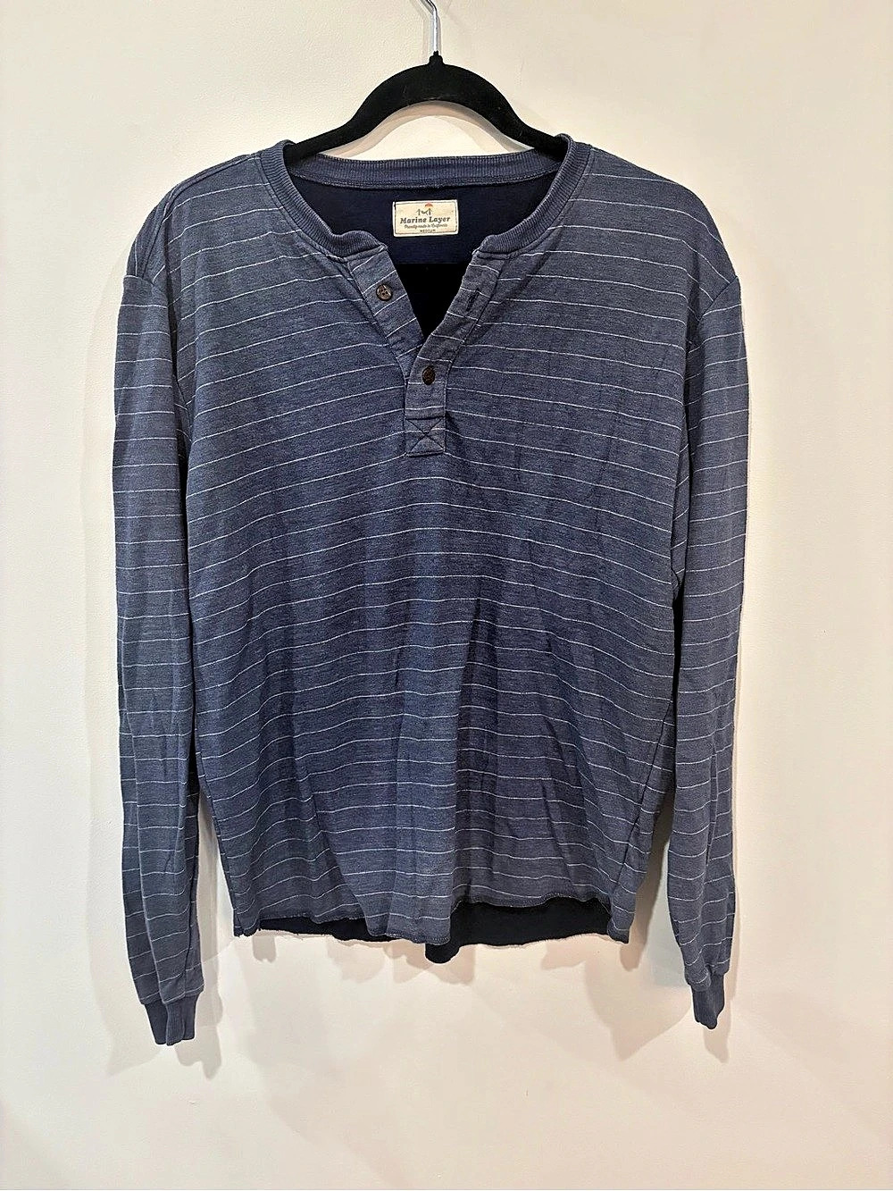 Marine Layer Men's Striped Long Sleeve Shirt in Blue